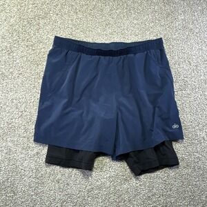 Alo Shorts Mens Large Blue Lined Running Athletic Lightweight Training Gym